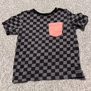 Kids Checkered Tee with Pink Pocket